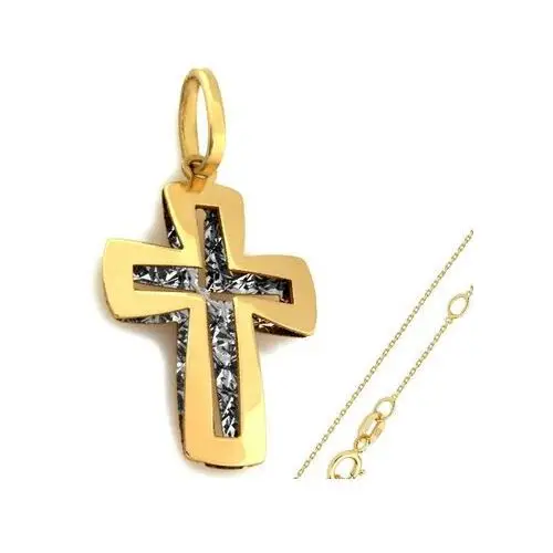 Złoty komplet biżuterii 585 krzyż z ażurem chrzest, RU00203 40s(48 + 2), ZA2262
