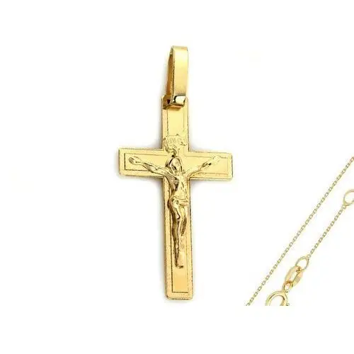 Lovrin Złoty komplet biżuterii 585 krzyż z jezusem chrzest