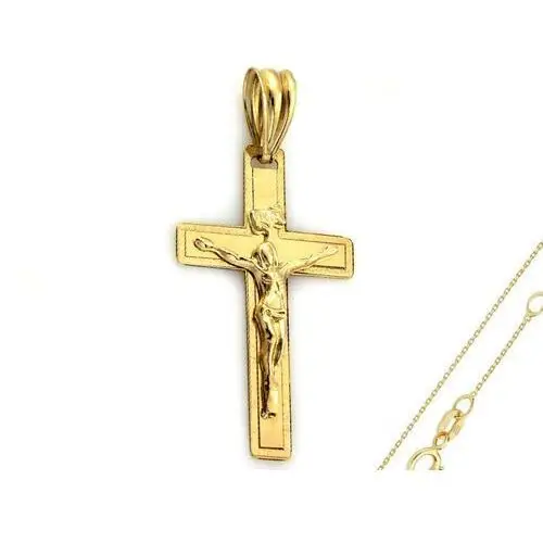 Złoty komplet biżuterii 585 krzyż z jezusem chrzest Lovrin