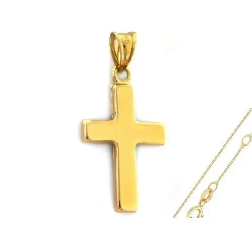 Złoty komplet biżuterii 585 krzyż z łańcuszkiem chrzest