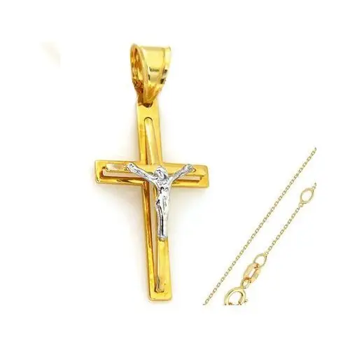Lovrin Złoty komplet biżuterii 585 krzyżyk chrzest komunia
