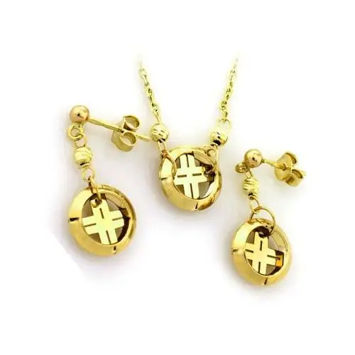 Złoty komplet biżuterii 585 krzyżyki w kole 6.09g Lovrin