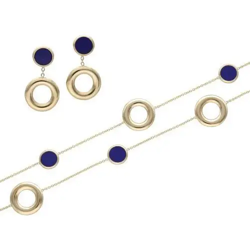 Złoty komplet biżuterii 585 Lapis-Lazuli ringi 12,72g