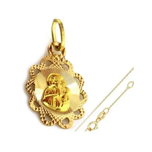 Złoty komplet biżuterii 585 matka boska chrzest Lovrin
