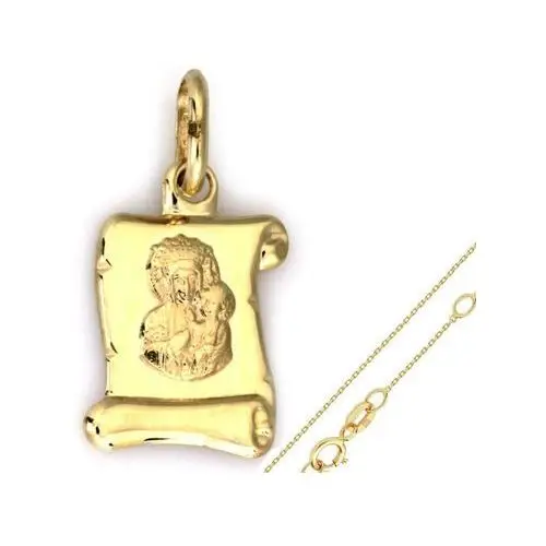 Złoty komplet biżuterii 585 Matka Boska chrzest, kolor żółty