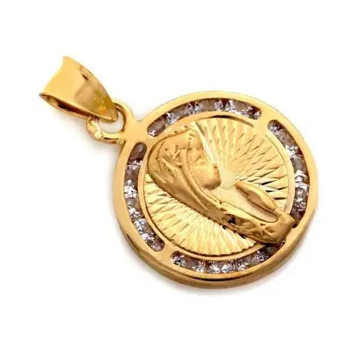 Złoty komplet biżuterii 585 Matka Boska cyrkonie chrzest 5