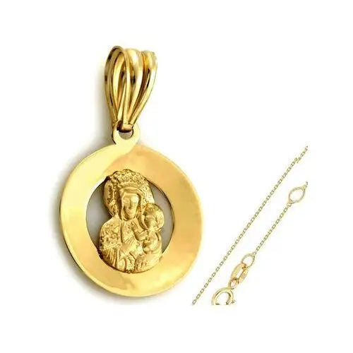 Lovrin Złoty komplet biżuterii 585 medalik matka boska