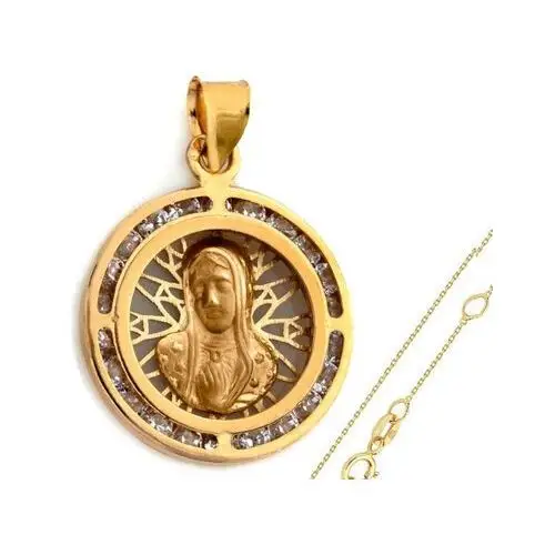 Lovrin Złoty komplet biżuterii 585 medalik matka boska