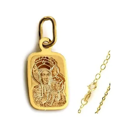 Złoty komplet biżuterii 585 medalik Matka Boska Chrzest Komunia, kolor żółty 5
