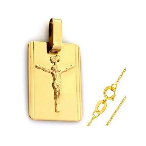 Lovrin Złoty komplet biżuterii 585 nieśmiertelnik jezus chrzest