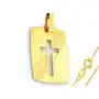 Złoty komplet biżuterii 585 nieśmiertelnik krzyż chrzest, kolor żółty Sklep