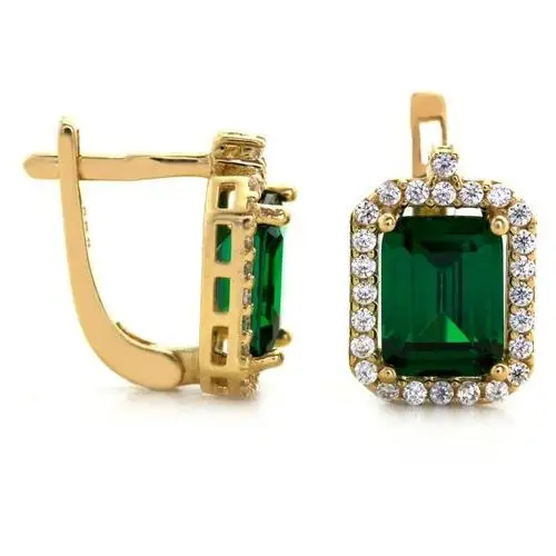 Złoty komplet biżuterii 585 prostokątne zielone kamienie Lovrin 4