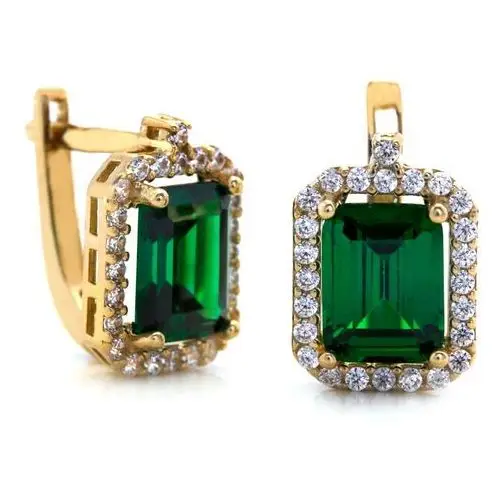Złoty komplet biżuterii 585 prostokątne zielone kamienie Lovrin 5