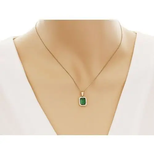 Złoty komplet biżuterii 585 prostokątne zielone kamienie Lovrin 3