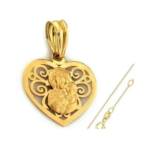 Lovrin Złoty komplet biżuterii 585 serce matka boska chrzest