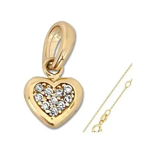 Złoty komplet biżuterii 585 serce na łańcuszku ankier, RU00203 s, TU00038 S