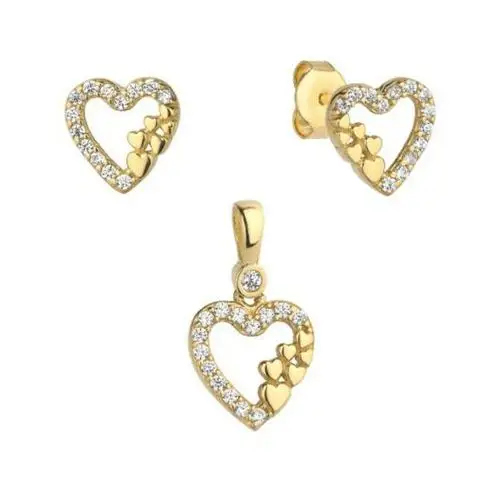 Lovrin Złoty komplet biżuterii 585 serce z serduszkami 1,6g