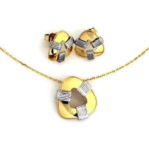 Lovrin Złoty komplet biżuterii 585 trójkąciki białe złoto 4.88g