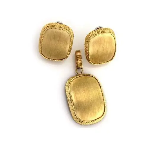 Złoty komplet biżuterii 585 z satynowaniem 10.27g, kolor żółty