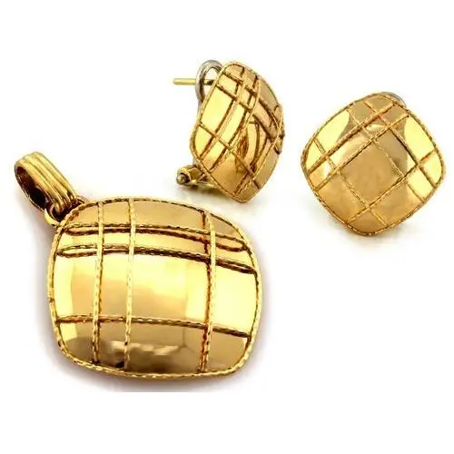 Złoty komplet biżuterii 585 zdobione romby 5.57g Lovrin