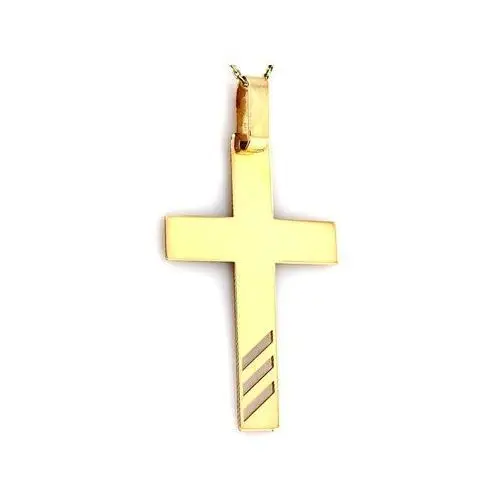 Złoty krzyż 333 blaszka krzyżyk 8kt duży krzyż na prezent, kolor żółty