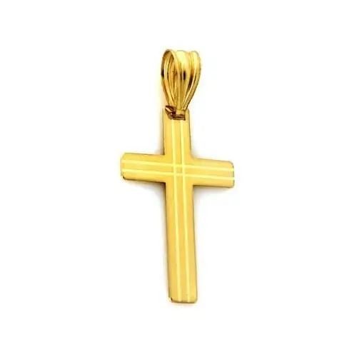 Złoty krzyż 585 blaszka krzyżyk zdobiony na prezent
