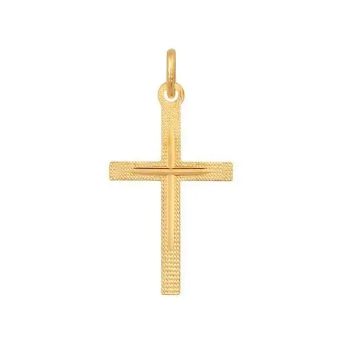 Złoty krzyż 585 grawerowany klasyczny chrzest 0,65g