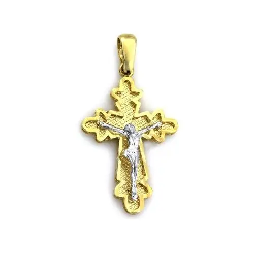 Lovrin Złoty krzyż 585 jezus chrystus z białym złotem