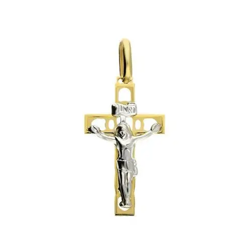 Złoty krzyż 585 krzyżyk ażurowy z Jezusa