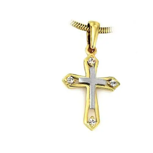 Lovrin Złoty krzyż 585 krzyżyk z cyrkoniami białe złoto