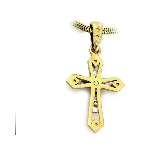 Lovrin Złoty krzyż 585 krzyżyk z cyrkoniami białe złoto 3