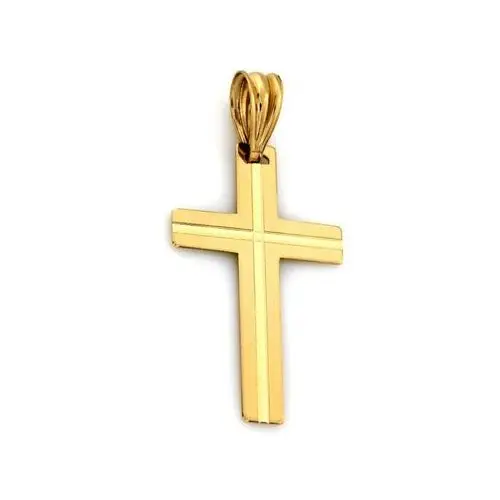 Złoty krzyż 585 OZDOBNY krzyżyk BLASZKA na KOMUNIE, ZA6169 s