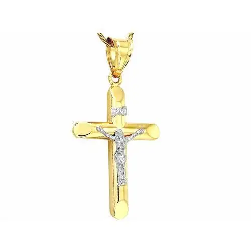 Złoty krzyż 585 wizerunek jezusa z białym złotem Lovrin
