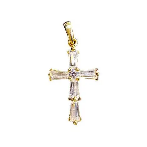 Lovrin Złoty krzyż 585 z białych cyrkonii komunia chrzest