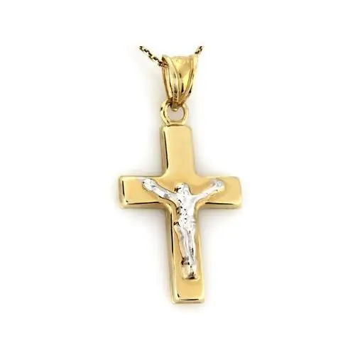 Lovrin Złoty krzyż 585 z białym złotem jezus
