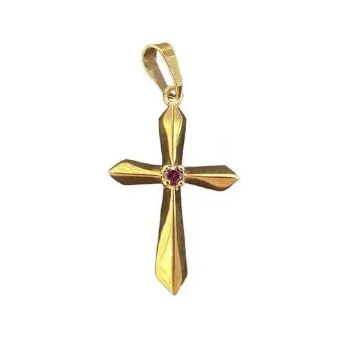 Lovrin Złoty krzyż 585 z różową cyrkonią chrzest