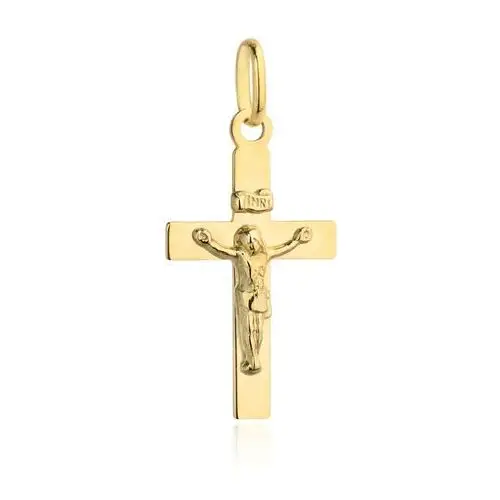 Złoty krzyżyk gładki z wizerunkiem jezusa mały Lovrin