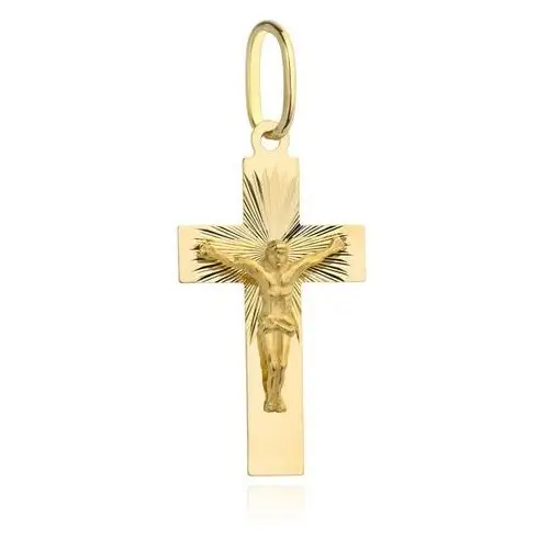 Lovrin Złoty krzyżyk z jezusem w diamentowanej oprawie