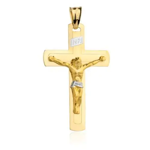 Złoty krzyżyk z wizerunkiem jezusa duży dwukolorowy Lovrin