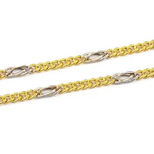 Złoty łańcuszek 585 dwukolorowy stylowy 60cm 9,1g, kolor żółty
