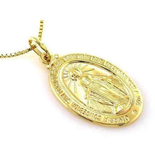 Złoty medalik 333 Niepokalana owalny na prezent, Chrzest, Komunię, kolor żółty
