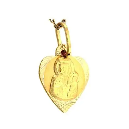 Złoty medalik 333 serce matka boska częstochowska na chrzest, komunię Lovrin