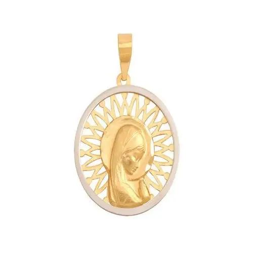Złoty medalik 585 Ażurowy Matka Boska Chrzest 1,25g, 37483