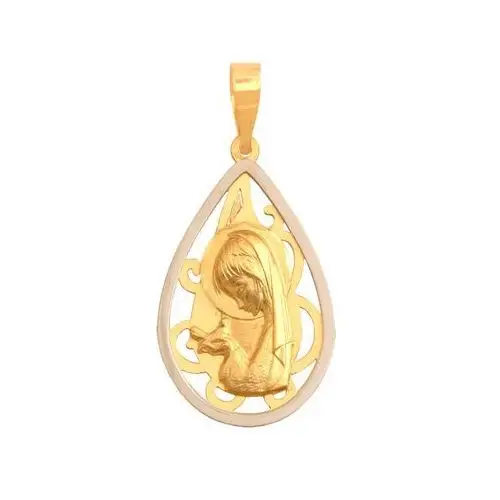 Złoty medalik 585 białe złoto Matka Boska Chrzest 1,05g