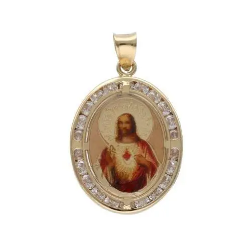 Lovrin Złoty medalik 585 chrzest jezus w owalu cyrkonie