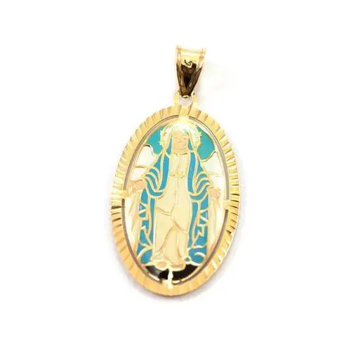 Złoty medalik 585 Chrzest Matka Boska owal