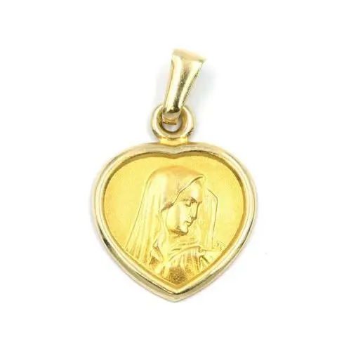 Złoty medalik 585 Chrzest Matka Boska w sercu