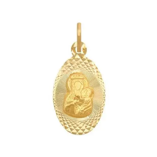 Złoty medalik 585 diamentowany matka boska chrzest 0,95g Lovrin