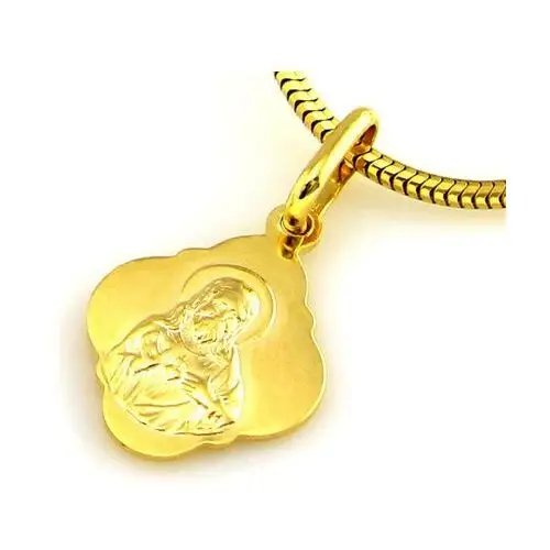 Złoty medalik 585 dwustronny szkaplerz na komunię chrzest Lovrin 3