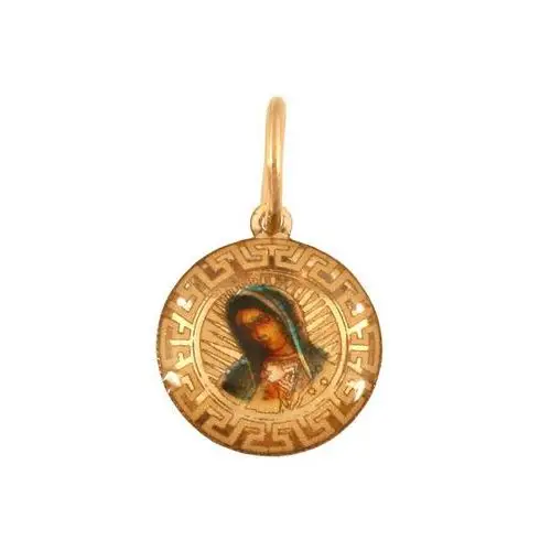 Złoty medalik 585 emaliowany matka boska na chrzest 0,35g Lovrin